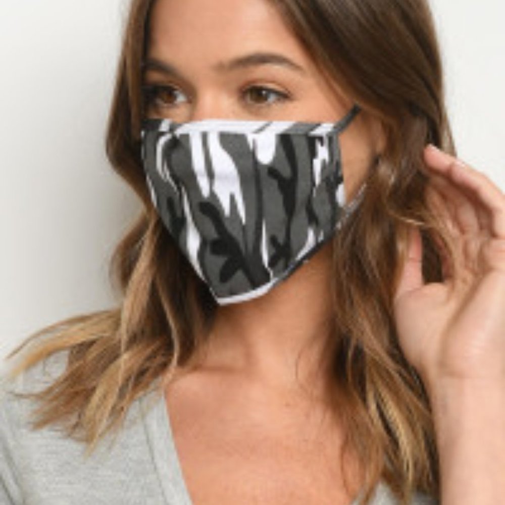 WHITE CAMOUFLAGE REUSABLE FACE MASK FOR ADULT